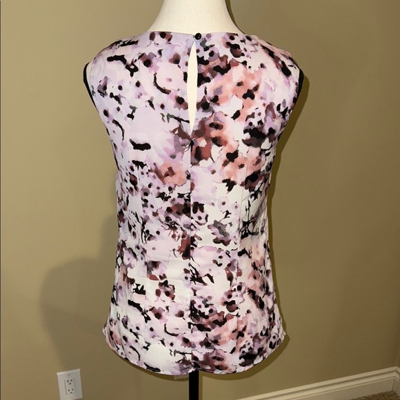 Le Chateau Blouse Pink Black Pleated Neck Tank Top Sleeveless Women’s Sz M - Picture 3 of 10